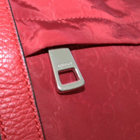 Gucci Red GG Nylon Backpack Leather Trim Authentic Designer Bag - Picture 14 of 16